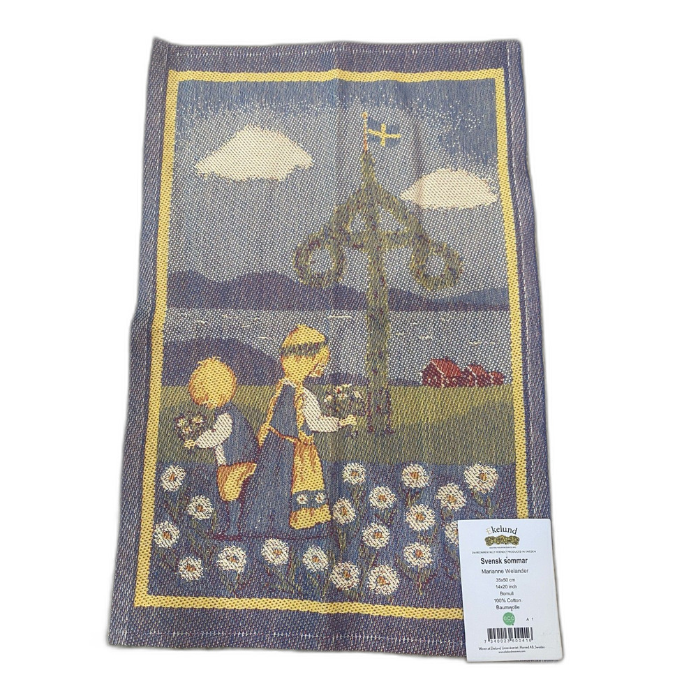 Ekelund Svensk Sommar Marianne Welander Woven Tea Towel Wall Hanging Children